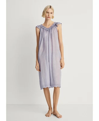 Mango Women's Overdyed Lace Cotton Nightdress