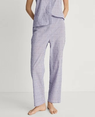 Mango Women's Cotton Striped Woven Seersucker Pajama Pants