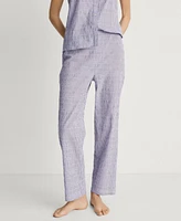 Mango Women's Cotton Striped Woven Seersucker Pajama Pants