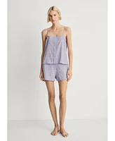 Mango Women's 2-Piece Seersucker Stripe Cotton Pajama Set
