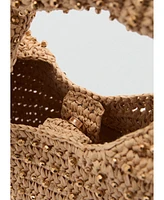 Mango Women's Beaded Natural Fiber Bag