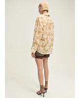 Mango Women's Multi-Position Closure Floral Shirt