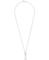 Cultured Freshwater Pearl (8mm) & Diamond Accent Swirl 18" Pendant Necklace in Sterling Silver