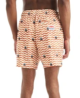Jaws x Nautica Men's Classic-Fit Active Stretch Quick-Dry Printed 6" Swim Trunks