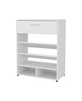 Onawa Modern Shoe Rack with Drawer, White