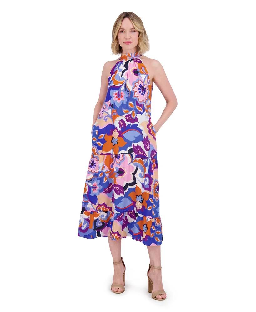 Eliza J Women's Printed Halter Midi Dress