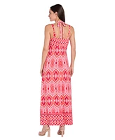 R & M Richards Women's Border-Print Sleeveless Maxi Dress