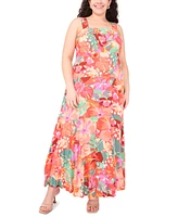Msk Plus Printed Challis Sleeveless Maxi Dress