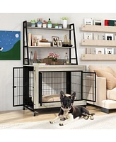 Industrial Dog Kennel Crate Furniture with Storage Shelves