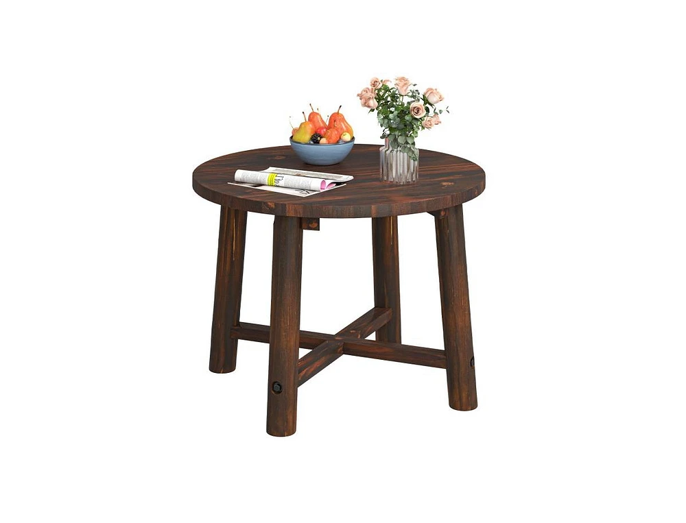 Patio End Table with Solid Wood Structure for Garden Deck Poolside and Indoors