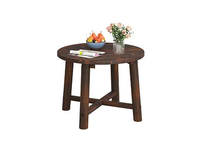 Patio End Table with Solid Wood Structure for Garden Deck Poolside and Indoors