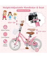 Kids Bike with Training Wheels and Front Basket for Boys and Girls Ages 3–4