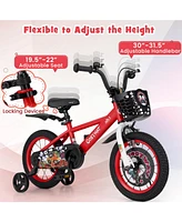 Kids Bike Adjustable with Storage Basket and Double Brake for 3-4 Years Old