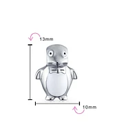 Bling Jewelry Christmas Charm Bead Winter Bow Tie Penguin in Sterling Silver for European Bracelet
