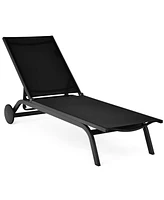 Gymax Patio Chaise Lounge Sling Armless back Adjustable Outdoor