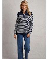 Weird Fish Women's Juliet 1/4 Zip Stripe Macaroni