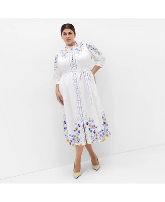 City Chic Plus Annabelle Button Down Floral Midi Dress