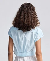 Reistor Women's Oversized Crop Shirt Summer Blue