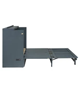 Queen Size Murphy Bed with Large Drawer,Usb Ports and