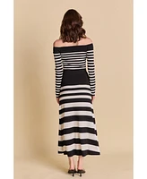 endless rose Women's Striped Midi Skirt