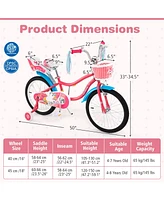 Kids Girls Bike with Doll Seat and Training Wheels for Easy Riding