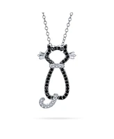 Bling Jewelry Charming Bff Black Kitty Cat Pendant Necklace Cz Pet Jewelry for Cat Lovers