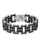 Steeltime Men's Stainless Steel and Black Rubber Bicycle Chain Bracelet