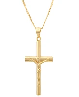 Steeltime Men's 14K Gold Plated Crucifix Pendant Necklace
