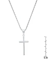 Steeltime Men's Sterling Silver Rope Chain and Cross Pendant Necklace