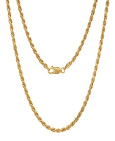 Steeltime Unisex 14K Gold Plated Rope Chain Necklace