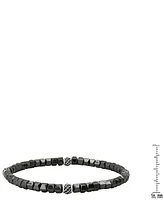 Steeltime Men's Sterling Silver and Hematite Beaded Stretch Bracelet