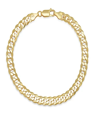 Steeltime Unisex 14K Gold Plated Sterling Silver Diamond Cut Curb Link Chain Bracelet