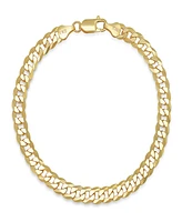 Steeltime Unisex 14K Gold Plated Sterling Silver Diamond Cut Curb Link Chain Bracelet