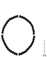 Steeltime Men's 14K Gold Plated Sterling Silver and Black Lava Beaded Stretch Bracelet