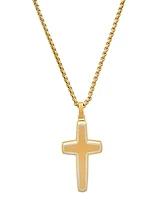 Steeltime Men's Stainless Steel and 18K Gold Plated Cross Pendant Necklace