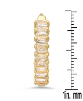 Steeltime Women's 18K Gold Plated Brass Simulated Diamonds Huggie Earrings