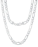 Steeltime Unisex Sterling Silver Figaro Super Flat Necklace