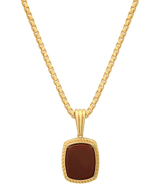 Steeltime Men's Tiger Eye Square Pendant Necklace