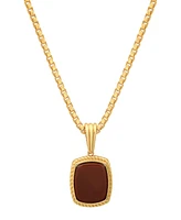Steeltime Men's Tiger Eye Square Pendant Necklace
