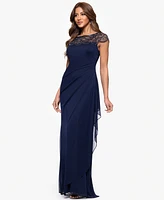 Xscape Women's Boat-Neck Long Sheath Dress