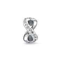 Bling Jewelry Couples Forever Love Knot Figure 8 Motif Crystal Accent Infinity Bead Charm Spacer .925 Sterling Silver Fits European Bracelet