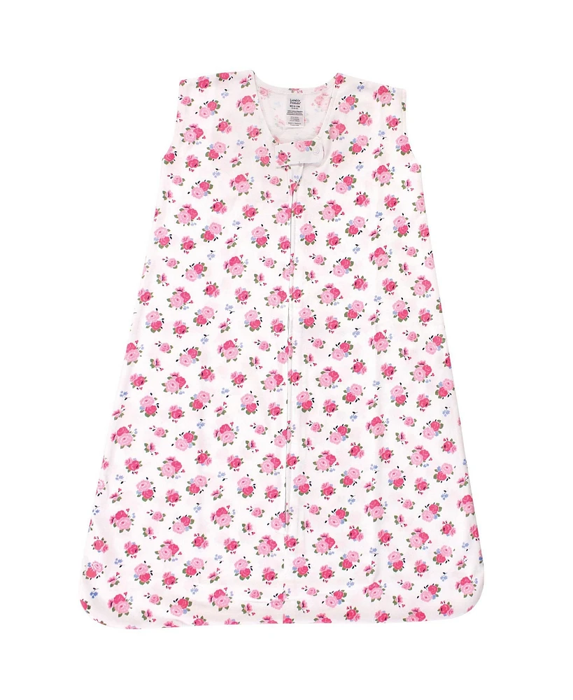 Luvable Friends Baby Girls Sleeveless Jersey Cotton Sleeping Bag, Sack, Blanket, Jersey Floral Jersey, 0-6 Months