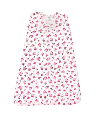Luvable Friends Baby Girls Sleeveless Jersey Cotton Sleeping Bag, Sack, Blanket, Jersey Floral Jersey, 0-6 Months