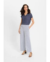 Olsen Women's Anna Fit Wide Leg Seersucker Pant
