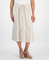 Style & Co Petite Cotton Gauze Tiered Pull-On Midi Skirt, Exclusively at Macy's