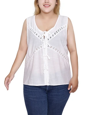 Ny Collection Plus Sleeveless Tie Detail Top