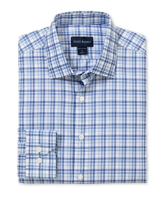 Scott Barber Men's Newport Poplin Plaid, Blue