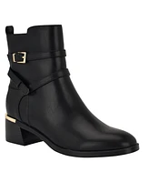 Calvin Klein Women's Jasen Buckle Strap Block Heel Booties