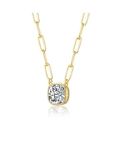 Square Bezel Set Clear Cubic Zirconia Solitaire Necklace