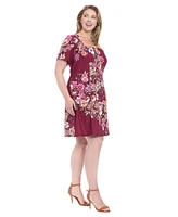 London Times Plus Short-Sleeve A-Line Dress